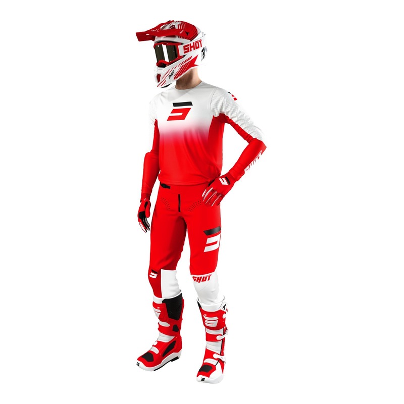 Casque cross Shot Lite Fury blanc/rouge brillant- XS