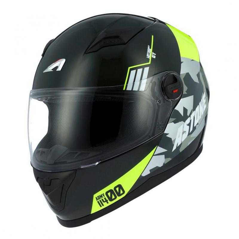 Casque intégral Astone GT2 Graphic ARMY noir/jaune- XS