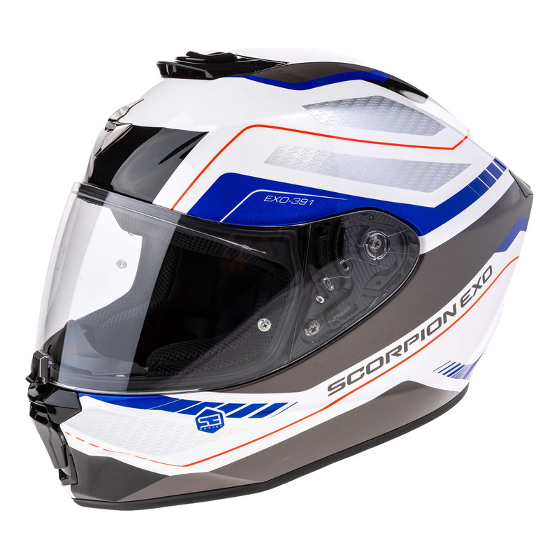 Casque intégral Scorpion Exo-391 Leo blanc/bleu