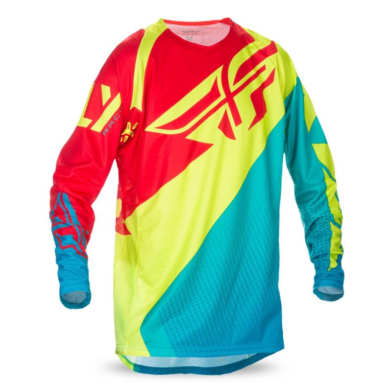 Maillot cross Fly Racing Evo 2.0 blanc/bleu/jaune- S