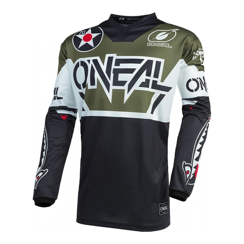 Maillot cross O'Neal Element Warhawk noir/blanc/vert- S