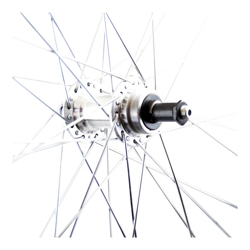 ROUE 28 VTC ARRIERE JANTE ALU DOUBLE PAROI ARGENT FREIN PATIN MOYEU ALU BLOCAGE RAPIDE ROUE LIBRE