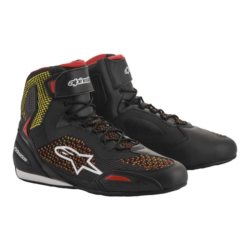Chaussures moto Alpinestars Faster 3 Rideknit noir/jaune/rouge- US-6