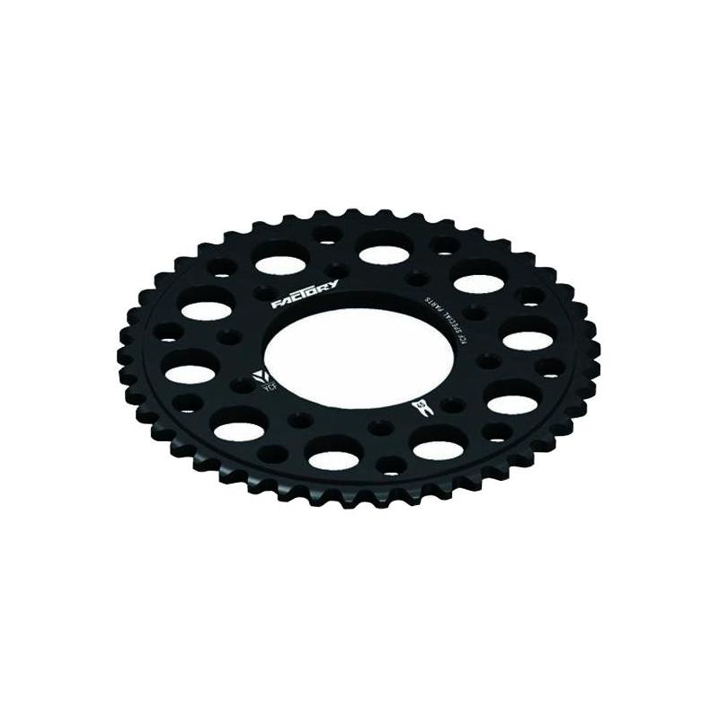 Couronne aluminium 5 trous de fixation YCF pas 420 noir (47 dents)