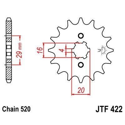 Pignon JT Sprockets Acier pas 520 14 dents - Pour Suzuki GT 185 74-79
