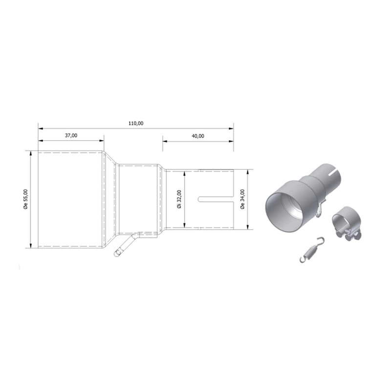 Adaptateur de silencieux Mivv Ø 55 et 32 mm