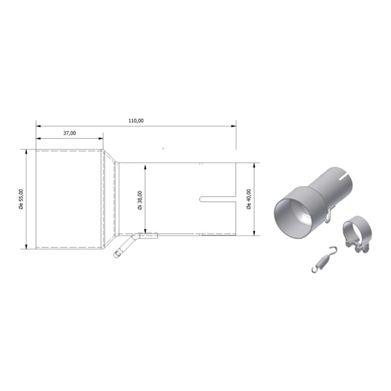 Adaptateur de silencieux Mivv Ø 55 et 38 mm