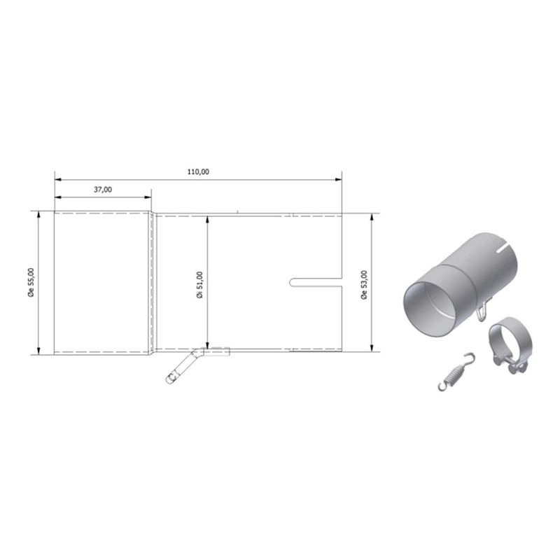 Adaptateur de silencieux Mivv Ø 55 et 51 mm