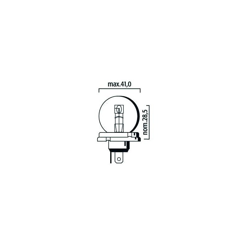 LED P45t R2 UEC 45/40W BILUX 6V CODE EUROPEEN lampe pour FEU DE CROISEMENT  / ROUTE Culot Type: R2, Code Europ