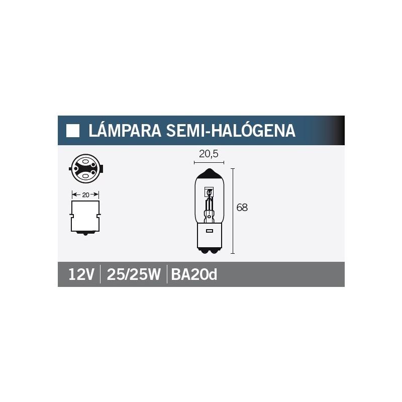 Ampoule Vicma BA20D Semi-halogène 12V 25/25W