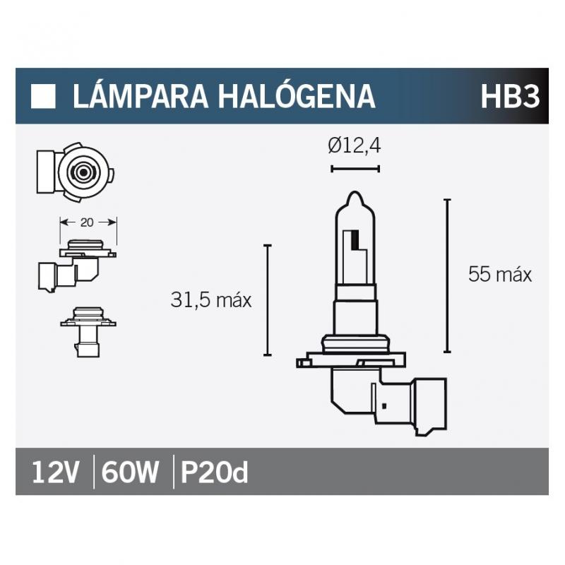 Ampoule Vicma HB3 P20D Halogène 12V 60W