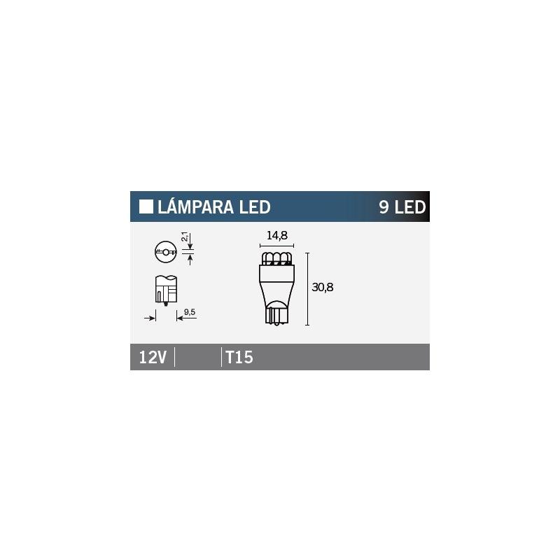 Ampoule Vicma T15 9 LEDs 12V Blanches