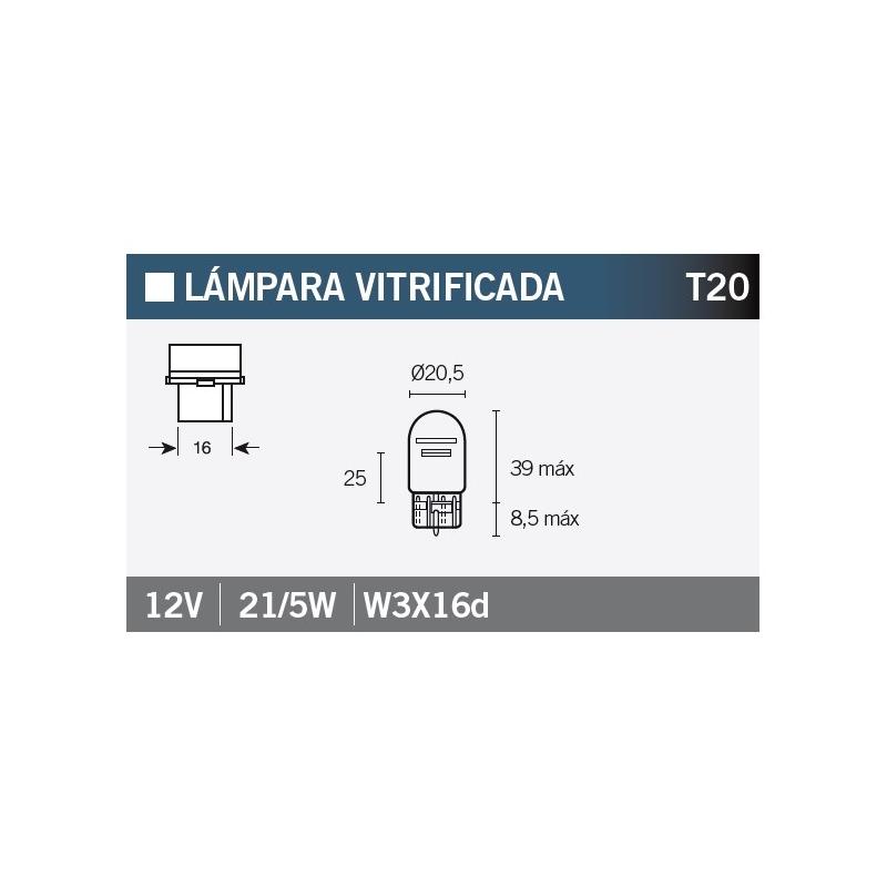 Ampoule T20 Wedge 12V 21/5W - Pièces Electrique sur La Bécanerie