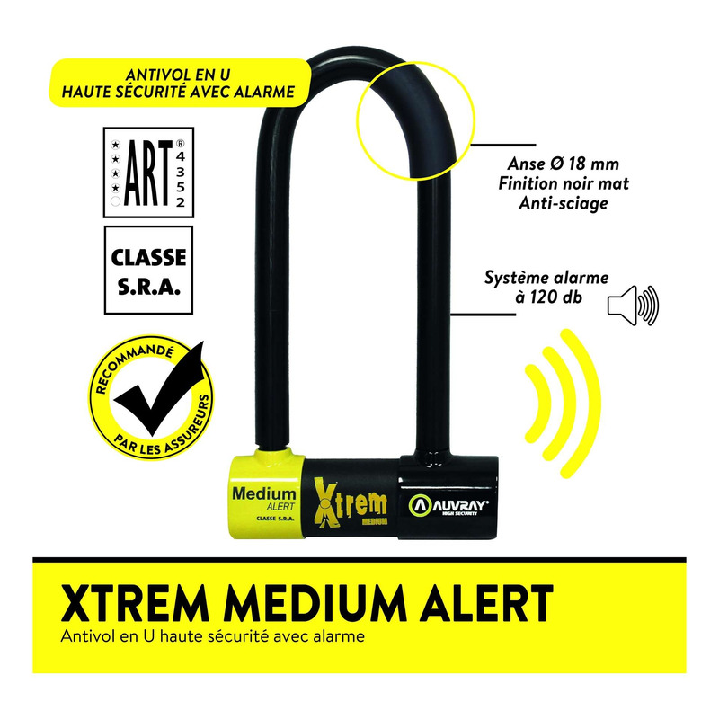 Antivol alarme U Xtrem Medium Alert 250x85mm Ø18mm SRA