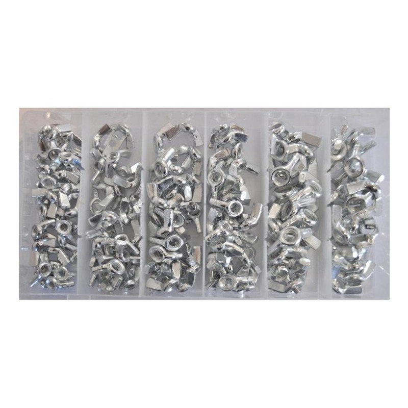 Assortiment de 150 écrous papillons Brazoline M5 - M6 - M8