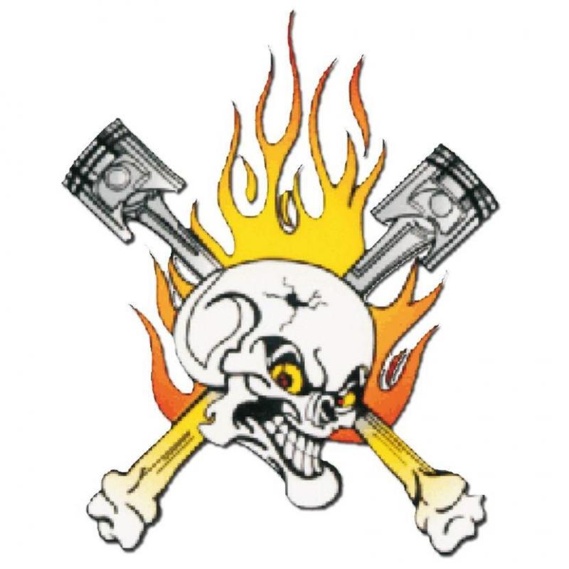 Autocollant crane tibias et pistons 10x12