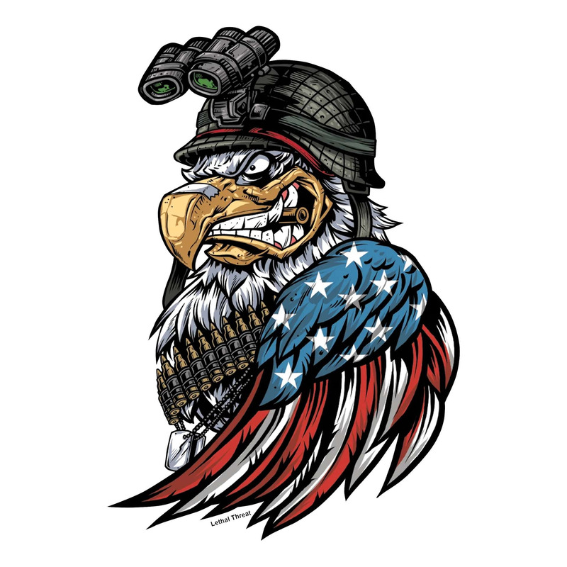 Autocollant Lethal Threat eagle marine 60x80 mm