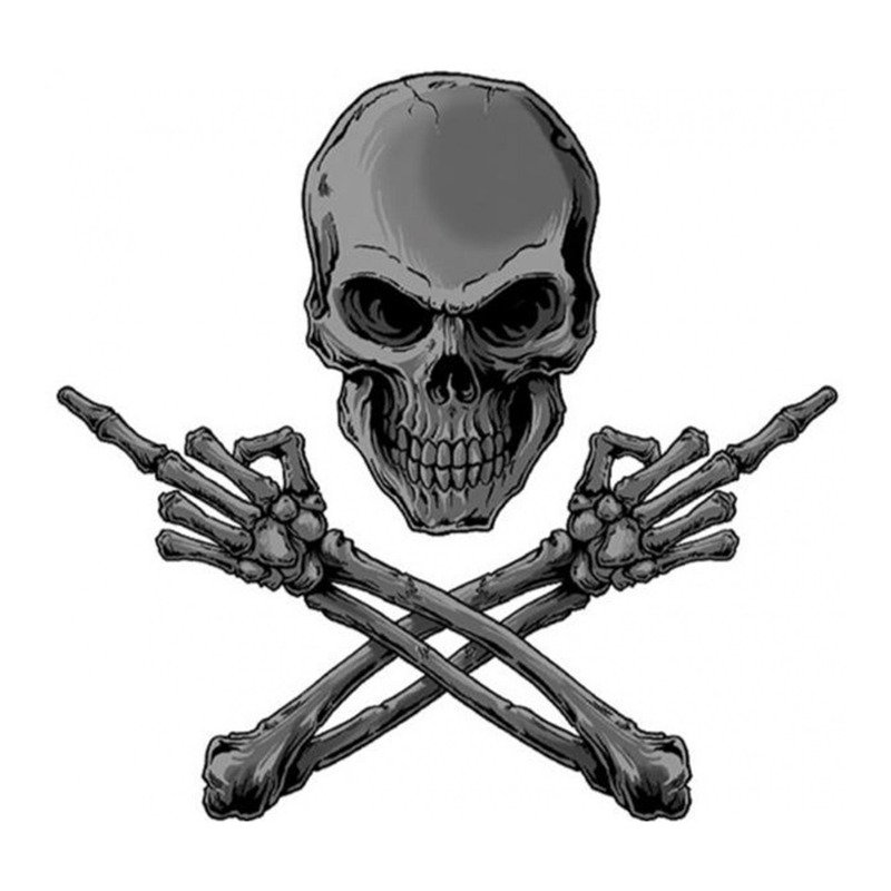 Autocollant Lethal Threat middle finger skull 60x80 mm