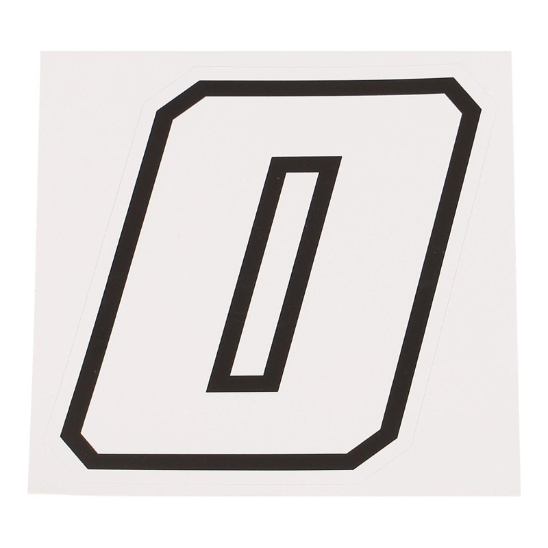 Autocollant numéro 0 blanc contour noir