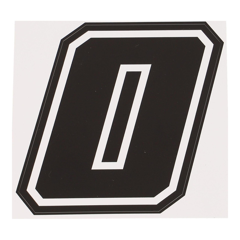 Autocollant numéro 0 noir contour blanc