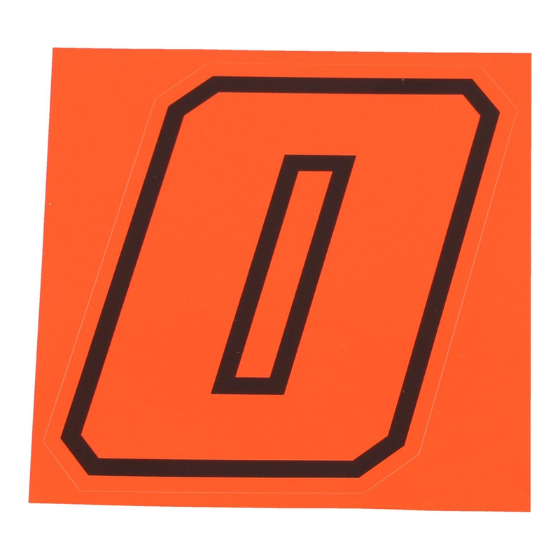 Autocollant numéro 0 rouge fluo contour noir