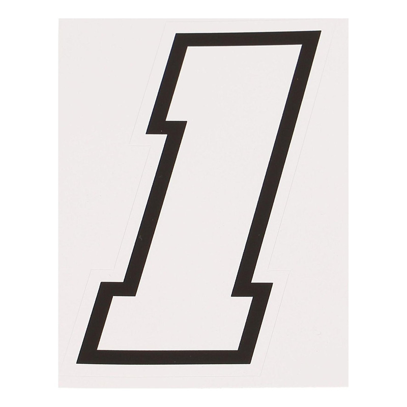 Autocollant numéro 1 blanc contour noir