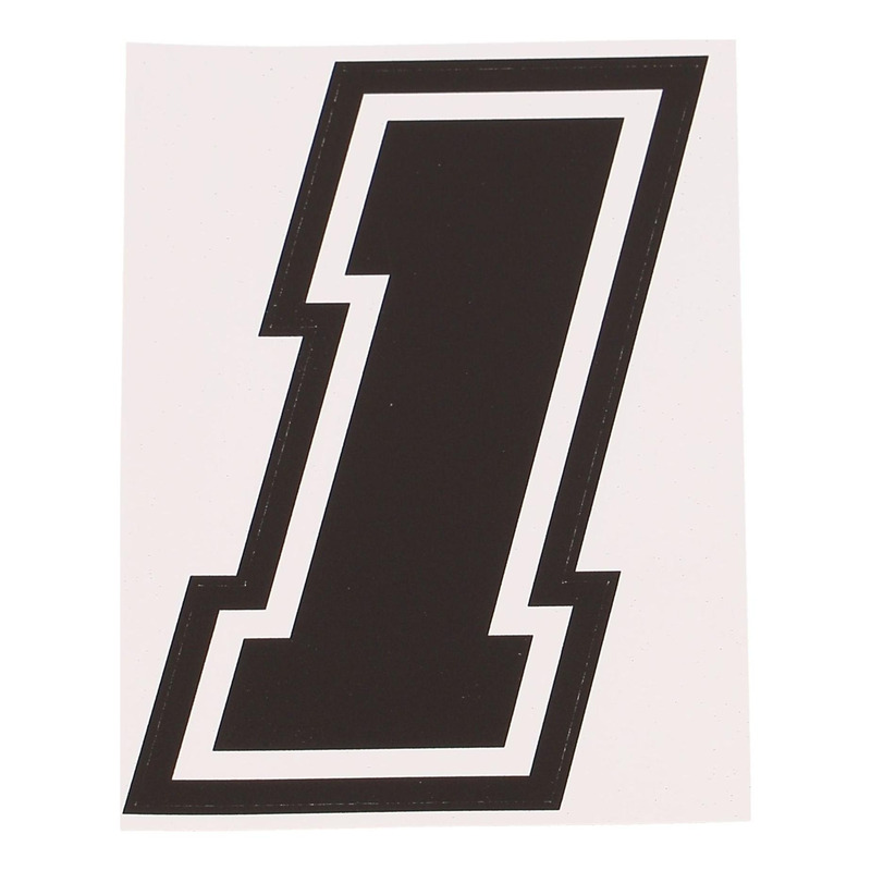 Autocollant numéro 1 noir contour blanc