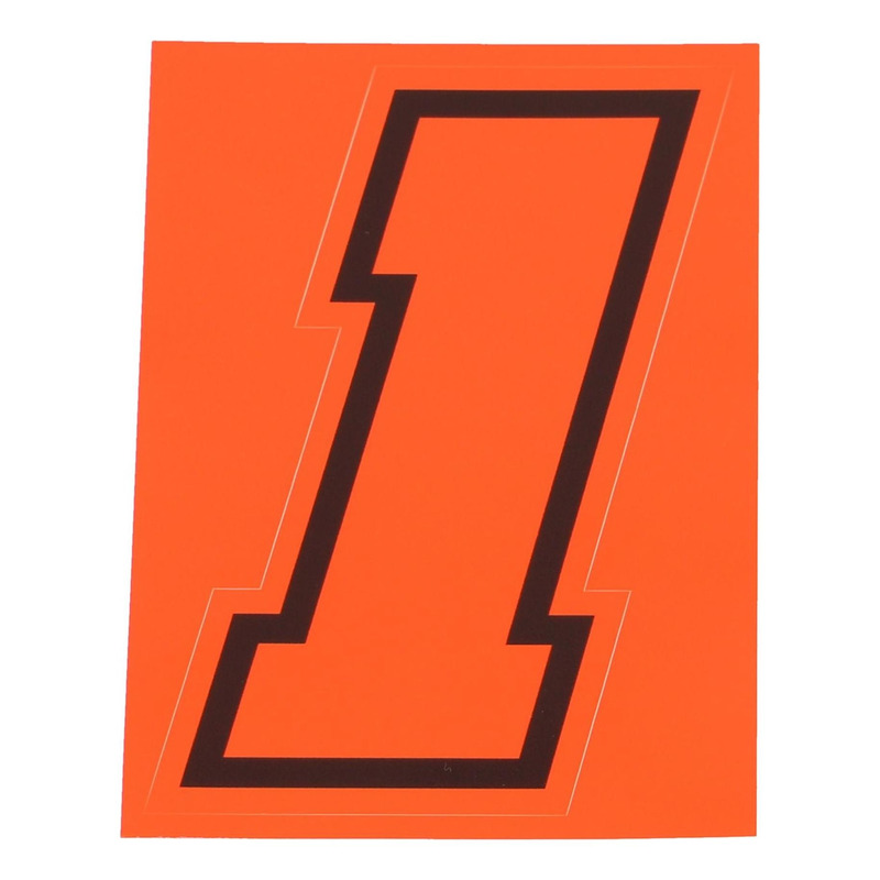 Autocollant numéro 1 rouge fluo contour noir