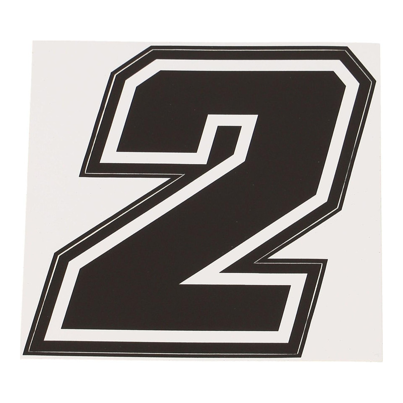 Autocollant numéro 2 noir contour blanc