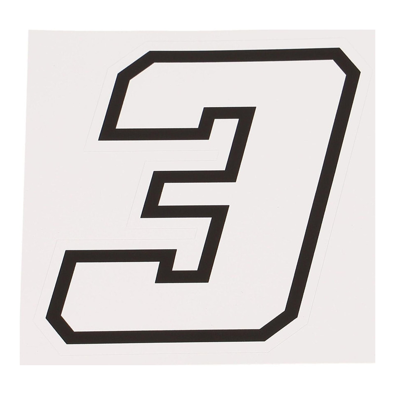 Autocollant numéro 3 blanc contour noir