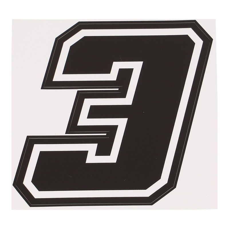 Autocollant numéro 3 noir contour blanc