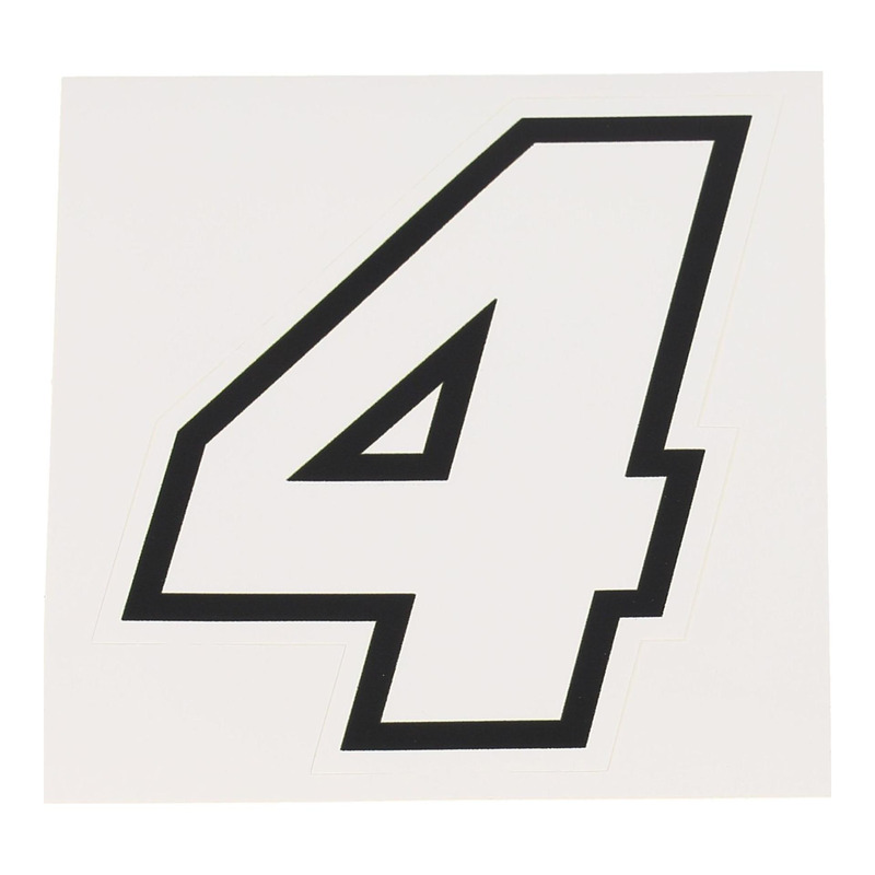 Autocollant numéro 4 blanc contour noir