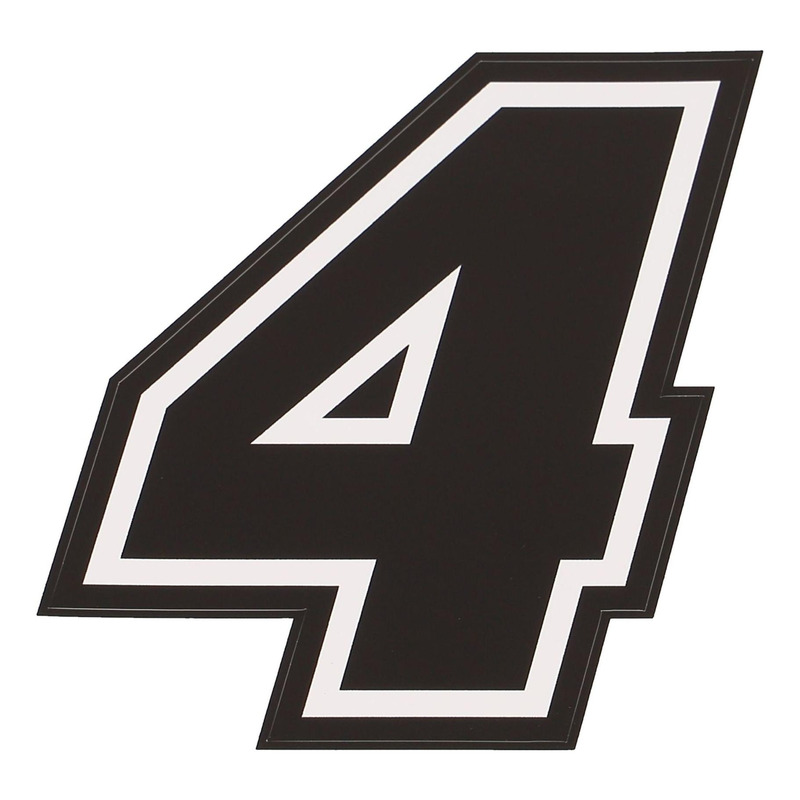 Autocollant numéro 4 noir contour blanc