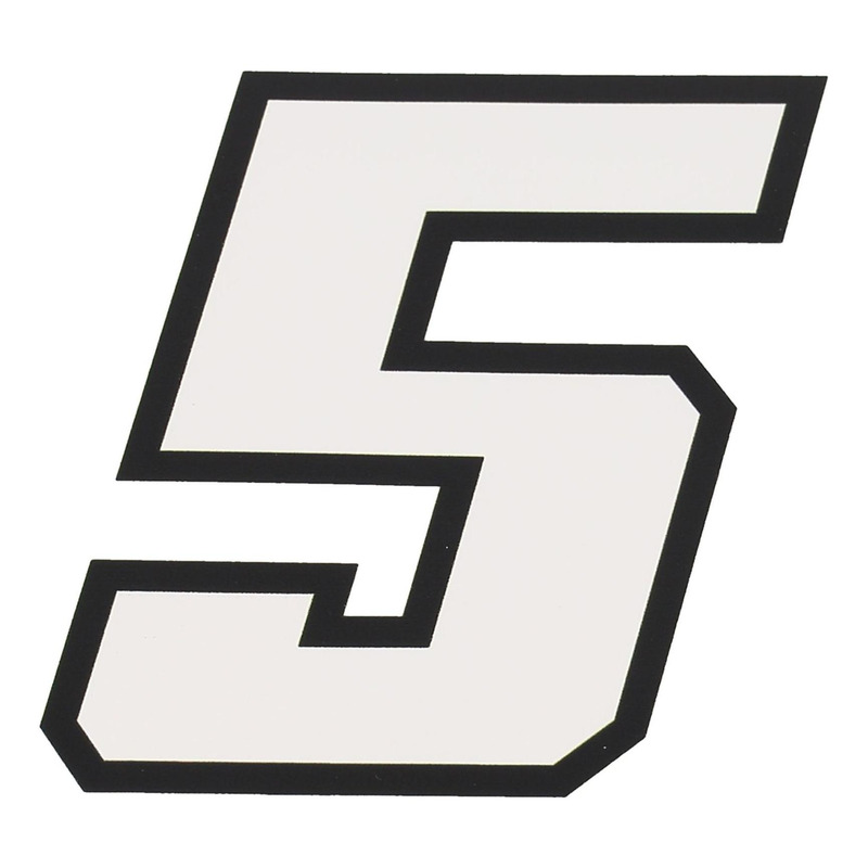 Autocollant numéro 5 blanc contour noir