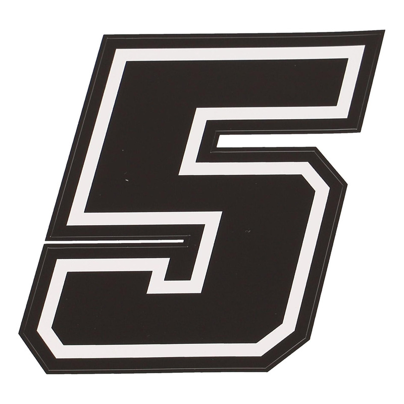 Autocollant numéro 5 noir contour blanc