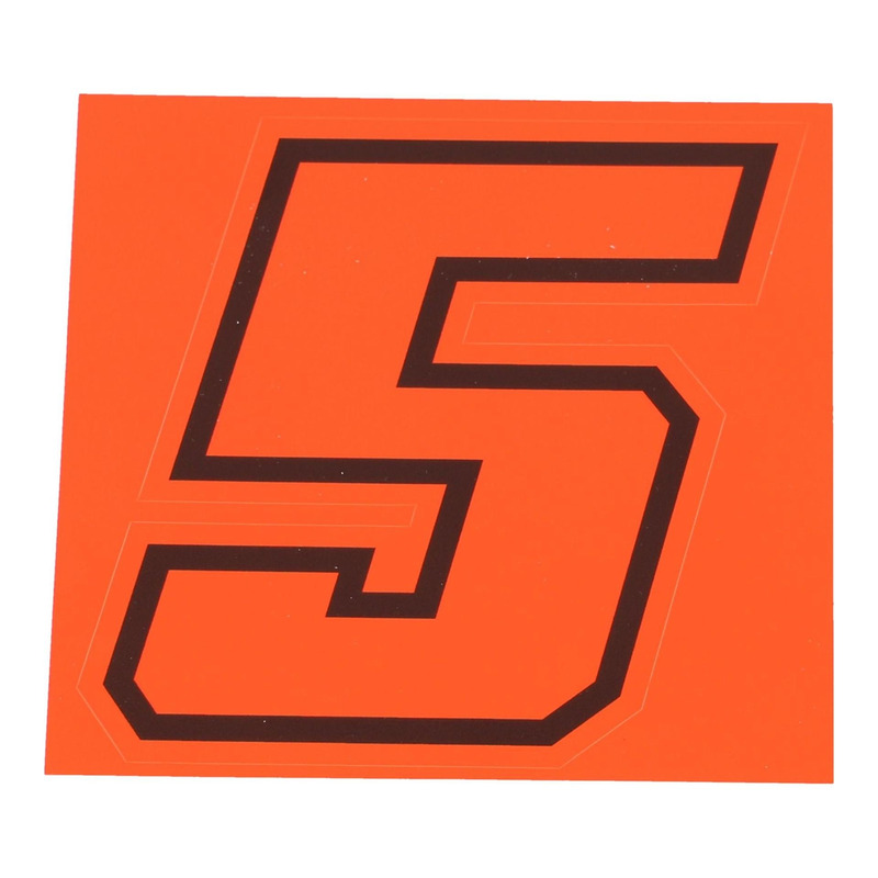 Autocollant numéro 5 rouge fluo contour noir