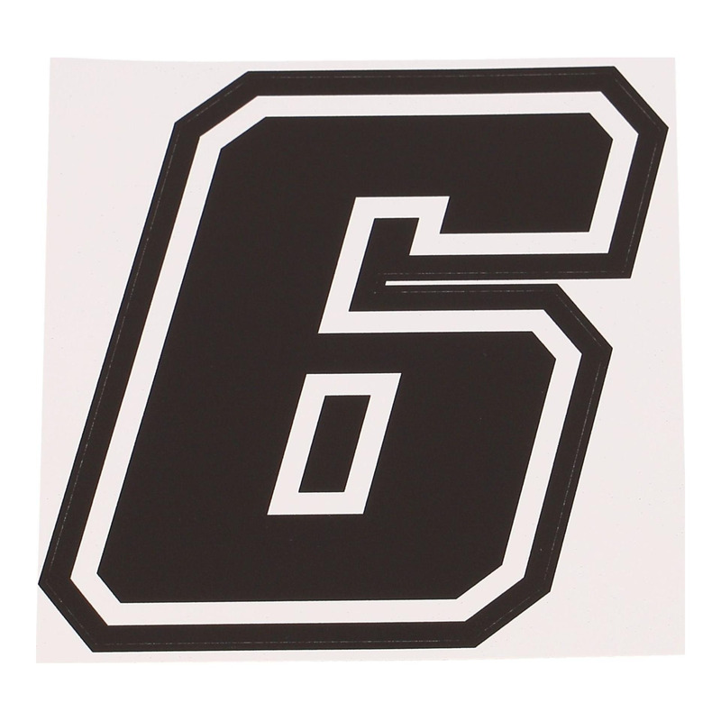 Autocollant numéro 6 noir contour blanc
