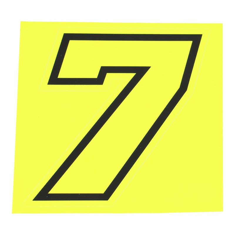 Autocollant numéro 7 jaune fluo contour noir
