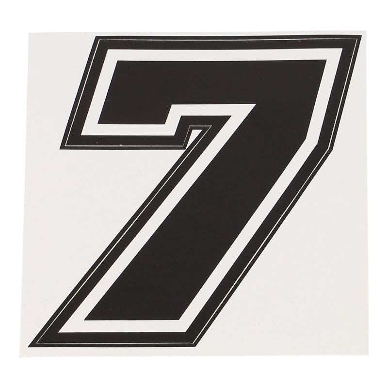 Autocollant numéro 7 noir contour blanc