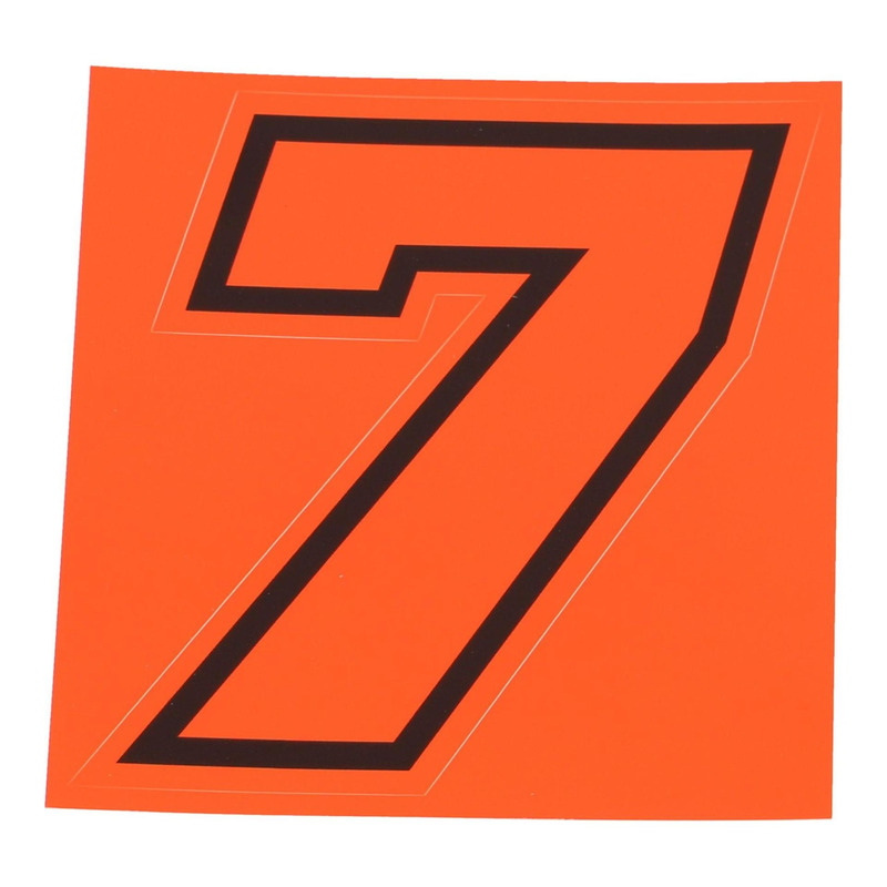Autocollant numéro 7 rouge fluo contour noir