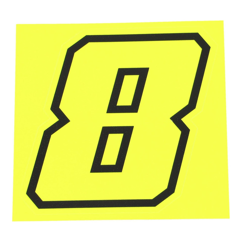 Autocollant numéro 8 jaune fluo contour noir