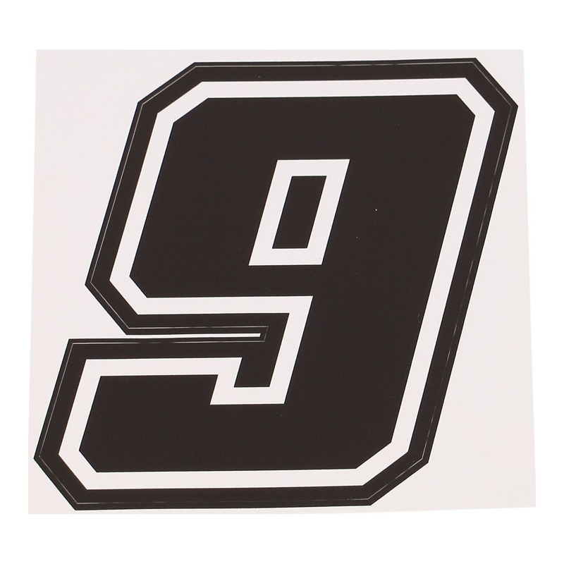 Autocollant numéro 9 noir contour blanc