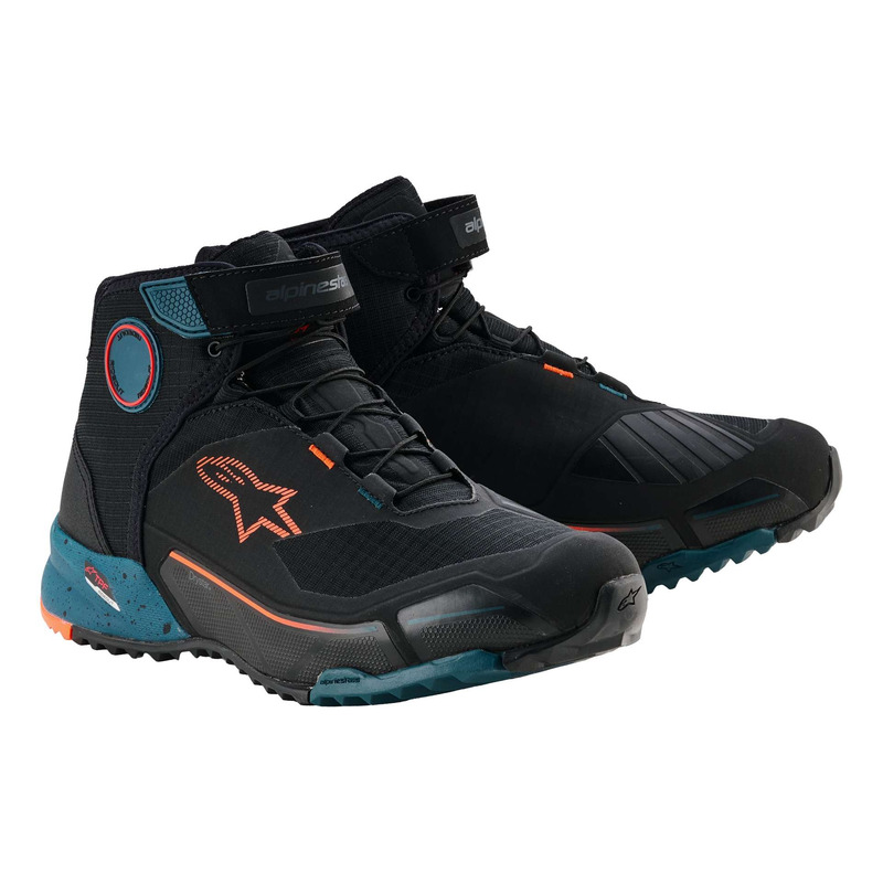 Baskets moto Alpinestars CR-X Drystar black/petrol/orange fluo