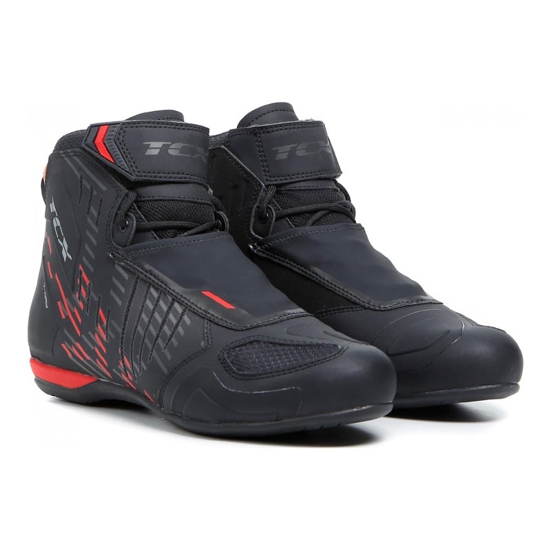 Baskets moto mixte TCX R04D waterproof noir/rouge