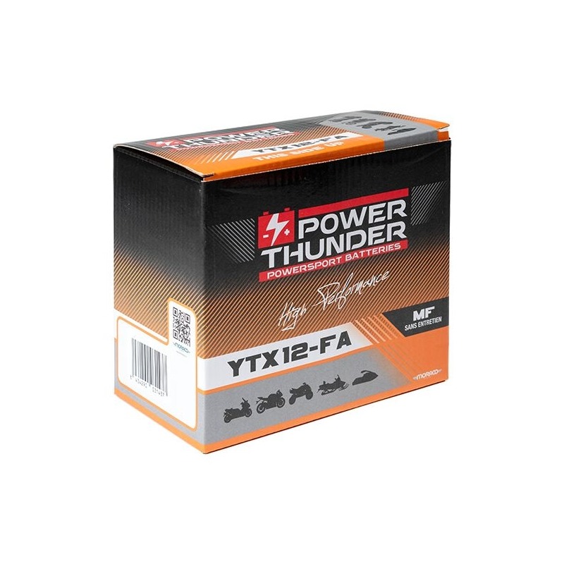 Batterie Power Thunder YTX12-FA 12V 10 Ah prête à l’emploi