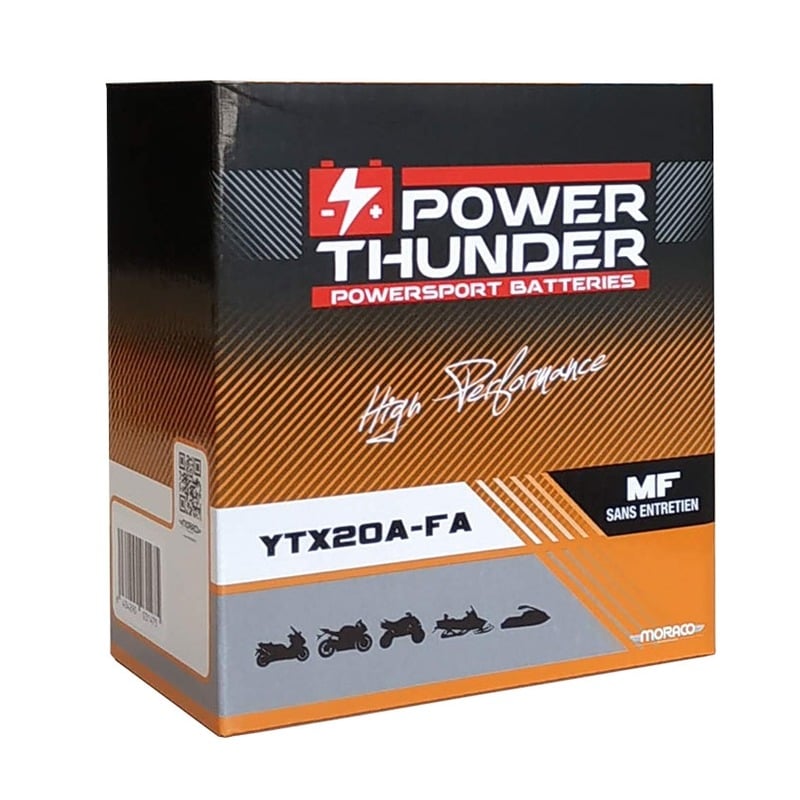 Batterie Power Thunder YTX20A-FA 12V 19Ah prête à l’emploi