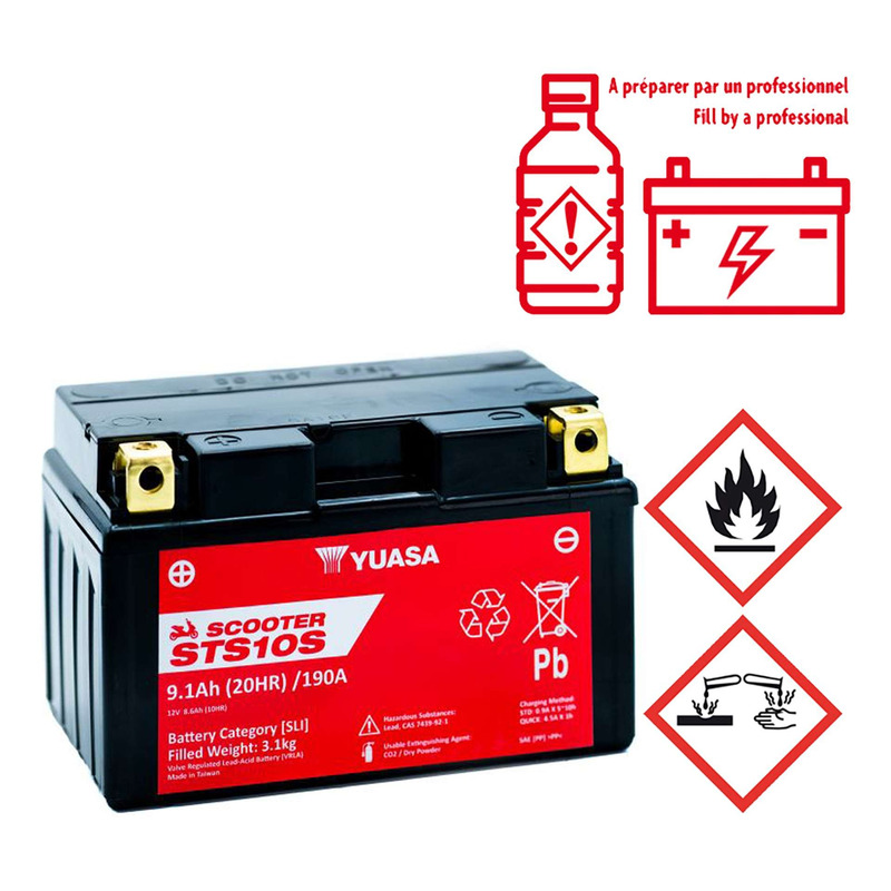 Batterie Yuasa STS10S 12V 9.1Ah AGM – Activée en usine