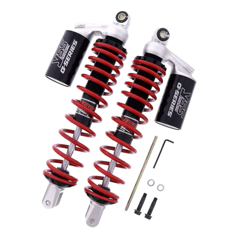 Bi-amortisseurs arrières YSS TC302 Top Line L.15 rouge et noir Yamaha