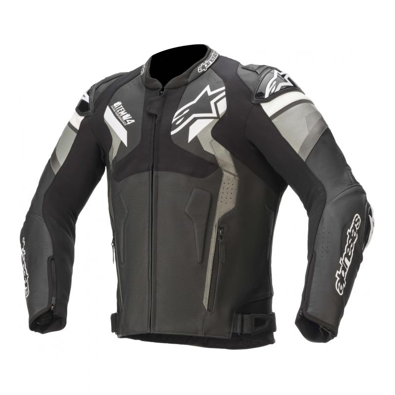 Blouson cuir Alpinestars Atem V4 noir/gris/blanc- 48