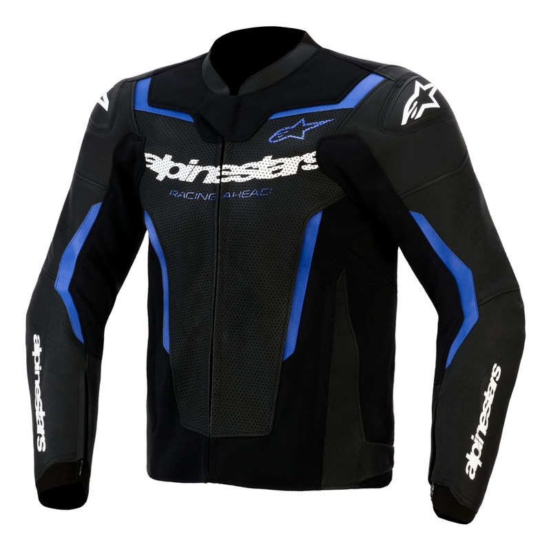 Blouson cuir Alpinestars GP Force V2 Airflow black/metallic blue